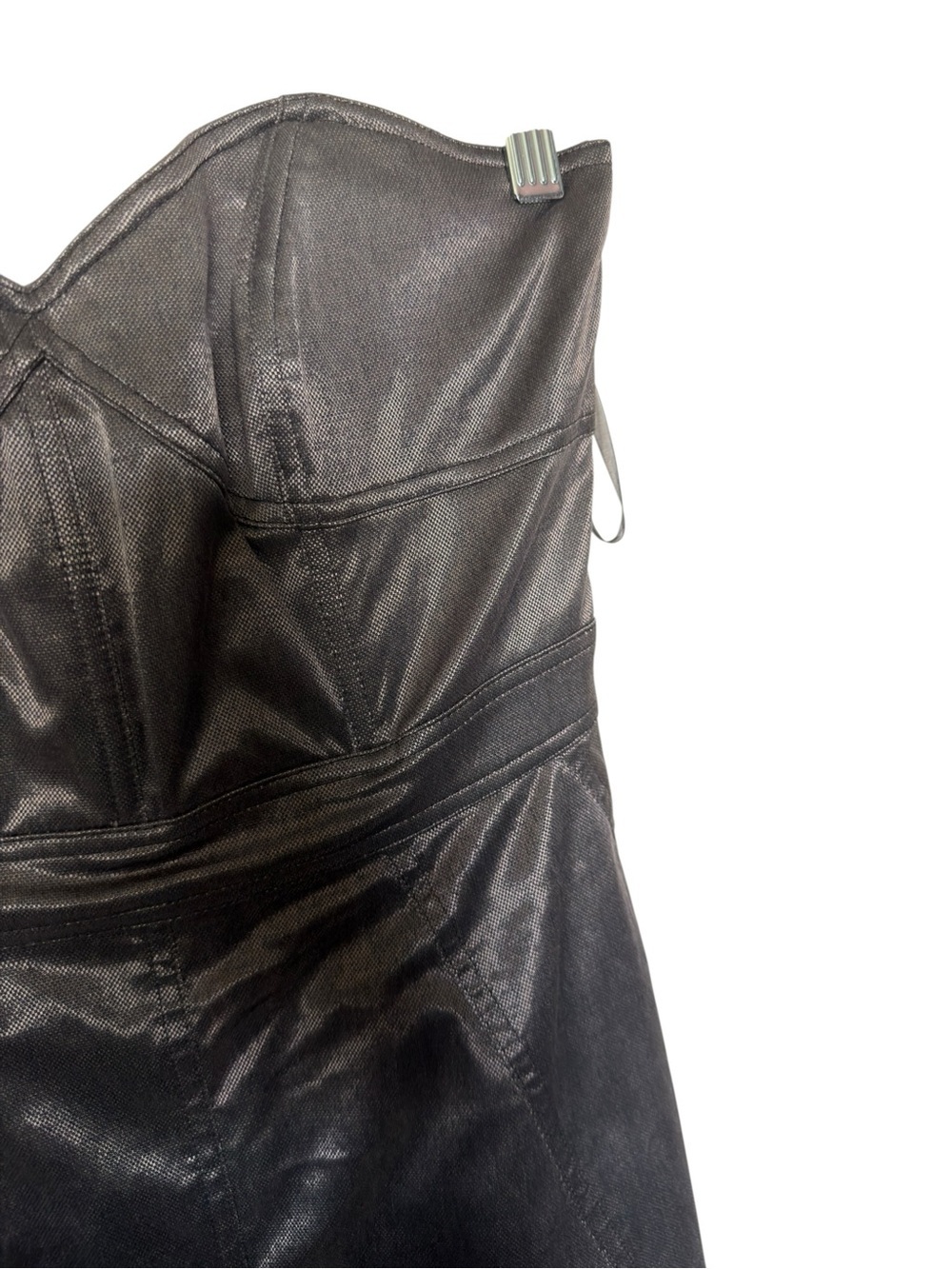 PAIGE Strapless Black Satin Sheath Dress - Picture 4 of 6